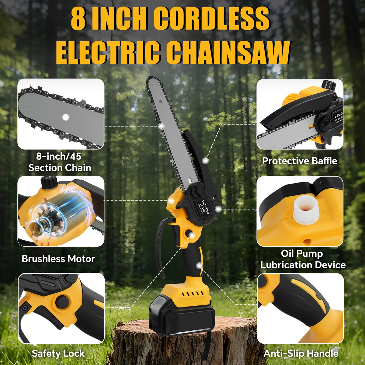 CCG - 8 Inch Mini Electric Chainsaw Brushless Handheld Power Chain Saw
