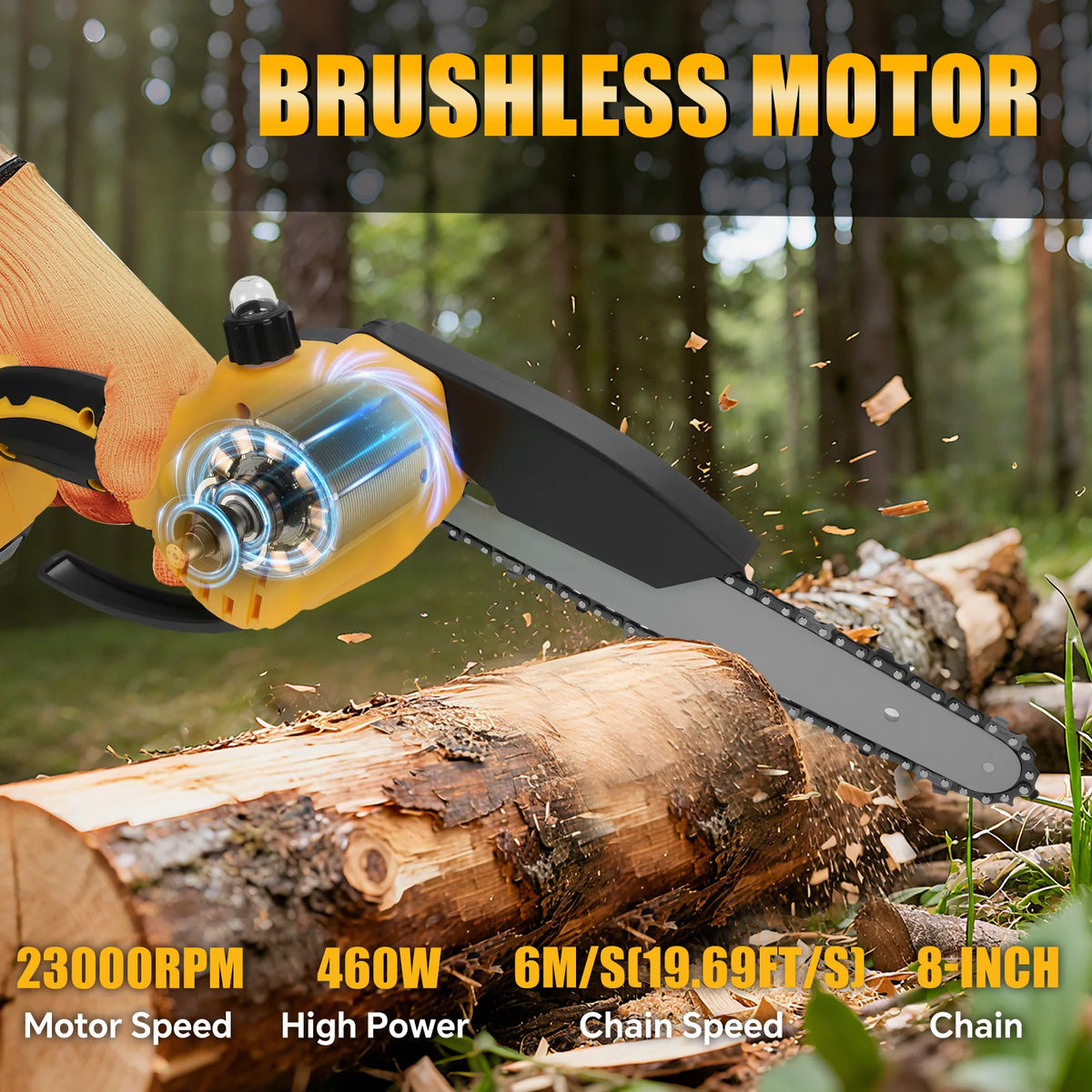 CCG - 8 Inch Mini Electric Chainsaw Brushless Handheld Power Chain Saw