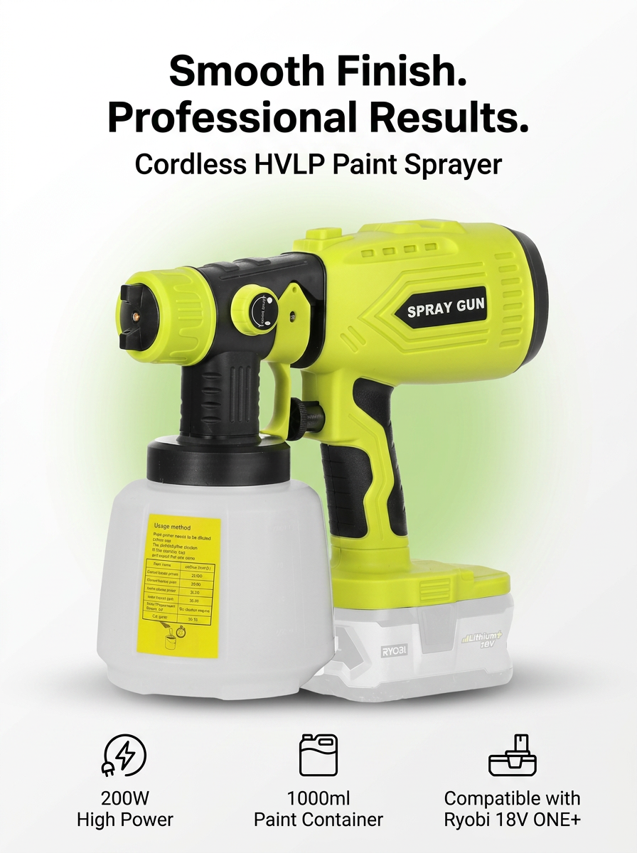 CleanCut™ Cordless HVLP Paint Sprayer (200W)