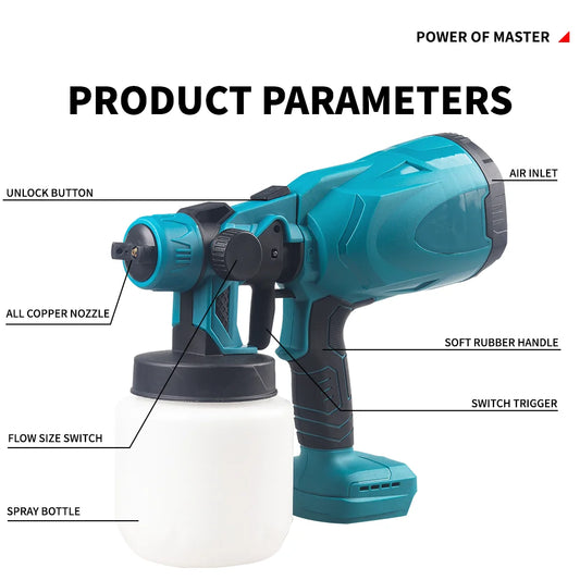 CCG - Cordless Paint Spray Gun 18V Battery Portable Electric Rechargeable Sprayer