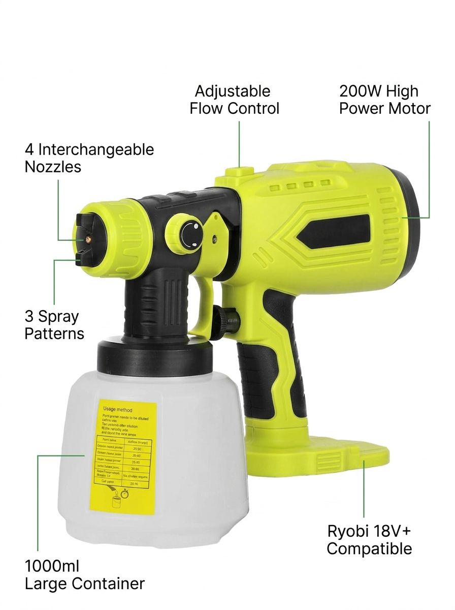 CleanCut™ Cordless HVLP Paint Sprayer (200W)