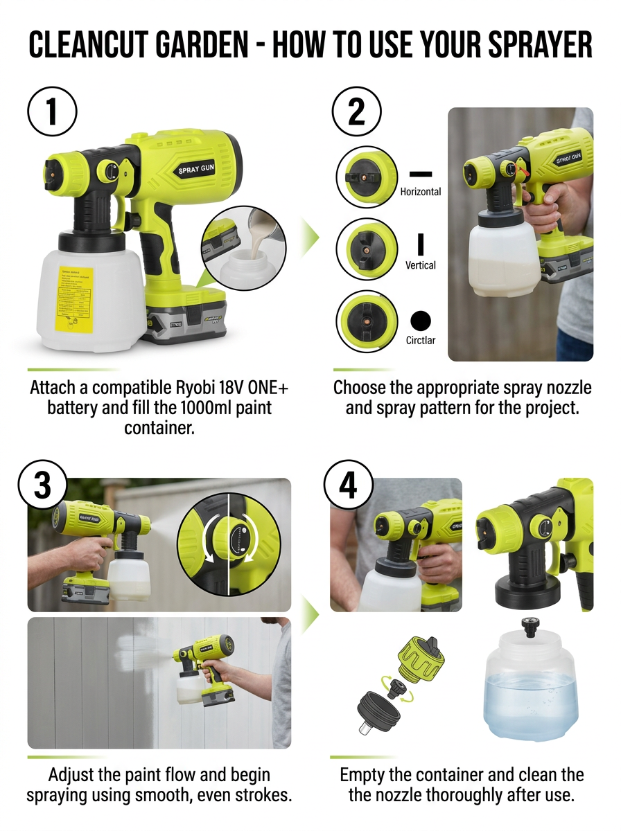 CleanCut™ Cordless HVLP Paint Sprayer (200W)