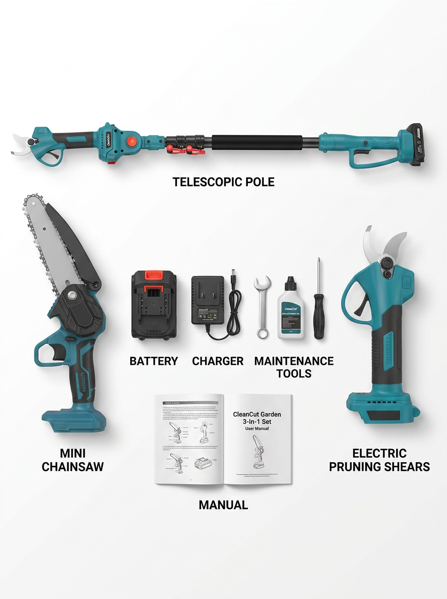 CleanCut™ Electric Gardening Tools Set 3-in-1