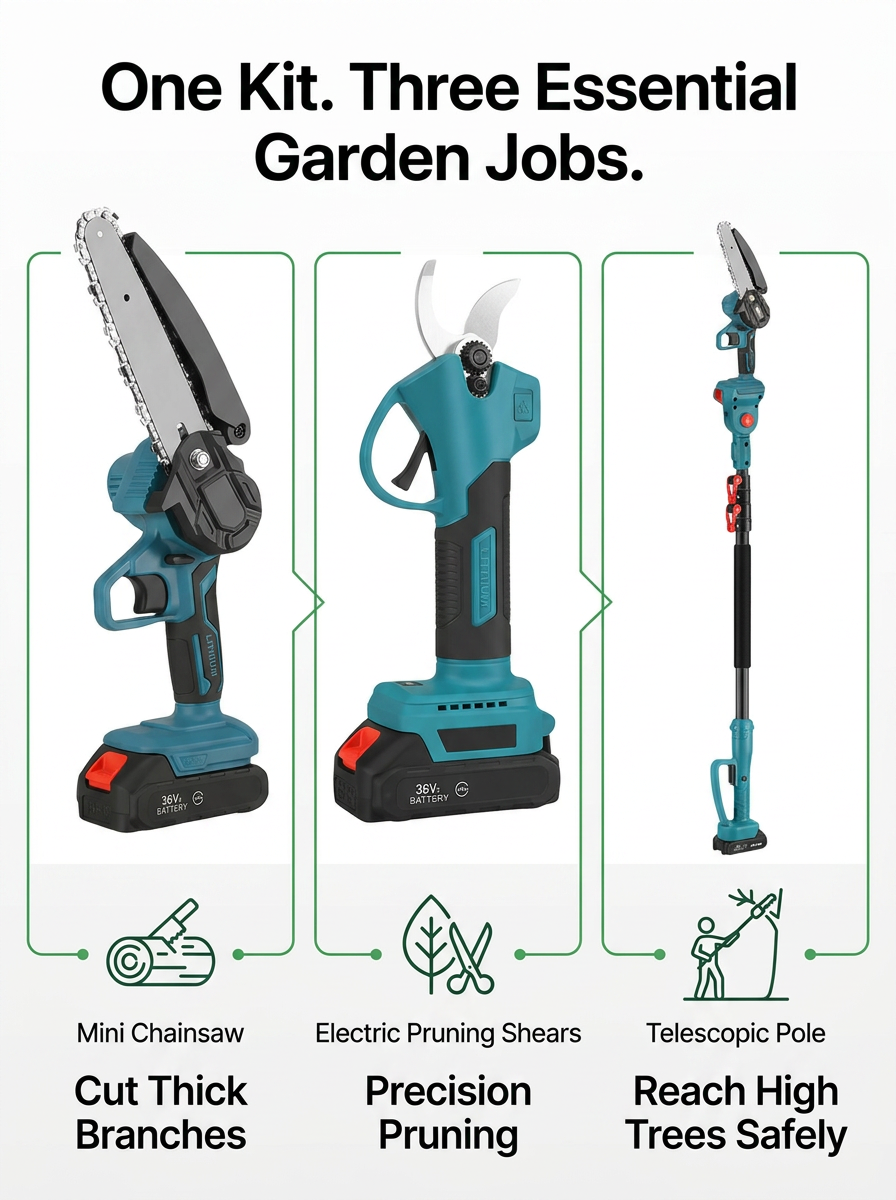 CleanCut™ Electric Gardening Tools Set 3-in-1